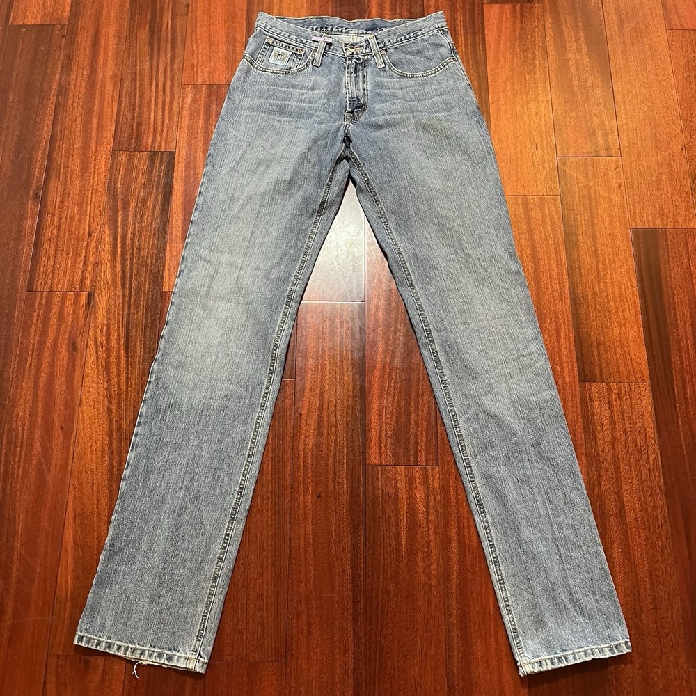 Cinch Jeans Mens 31x38 Blue Light Wash Distressed Workwear Ranch Fits 32x39